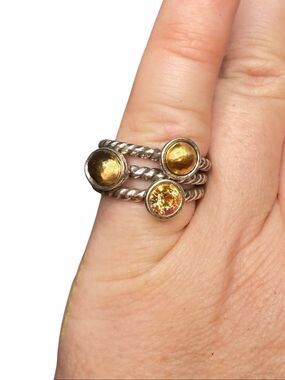 Brighton set of 3 stackable rings in silver with gold stone- size 5